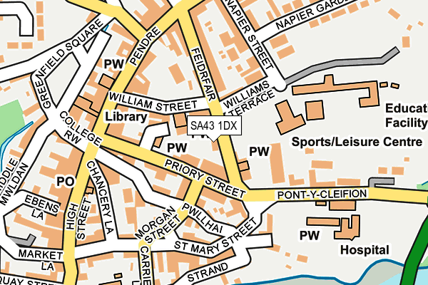 SA43 1DX map - OS OpenMap – Local (Ordnance Survey)