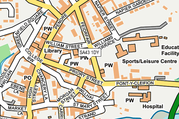 SA43 1DY map - OS OpenMap – Local (Ordnance Survey)