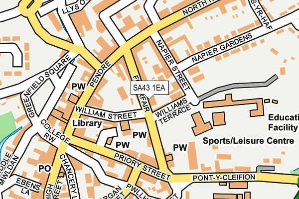 SA43 1EA map - OS OpenMap – Local (Ordnance Survey)
