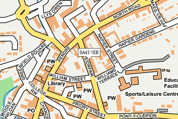 SA43 1EB map - OS OpenMap – Local (Ordnance Survey)