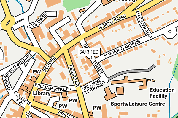 SA43 1ED map - OS OpenMap – Local (Ordnance Survey)