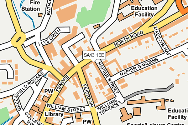SA43 1EE map - OS OpenMap – Local (Ordnance Survey)