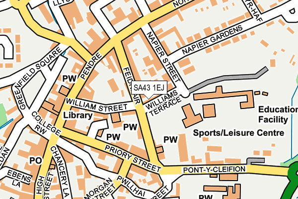 SA43 1EJ map - OS OpenMap – Local (Ordnance Survey)