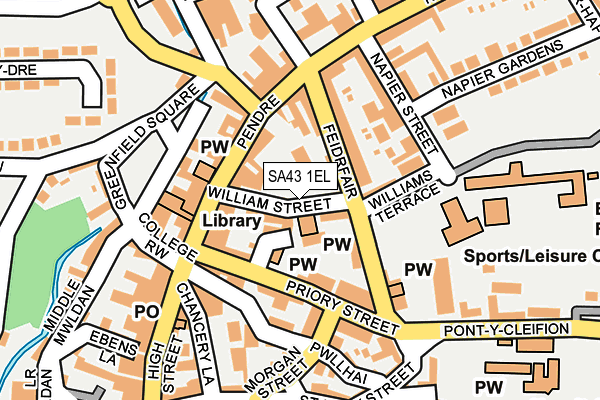 SA43 1EL map - OS OpenMap – Local (Ordnance Survey)