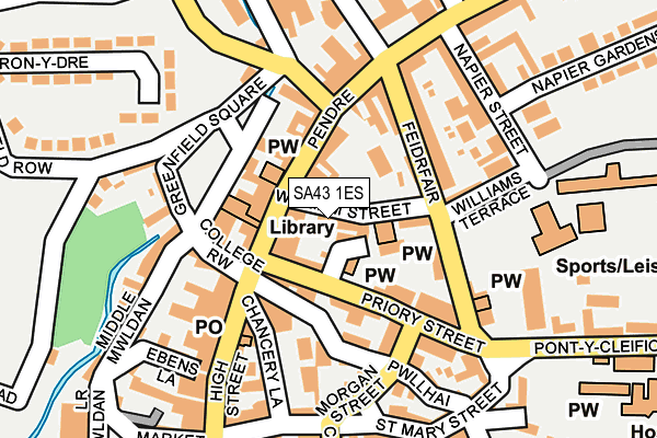 SA43 1ES map - OS OpenMap – Local (Ordnance Survey)