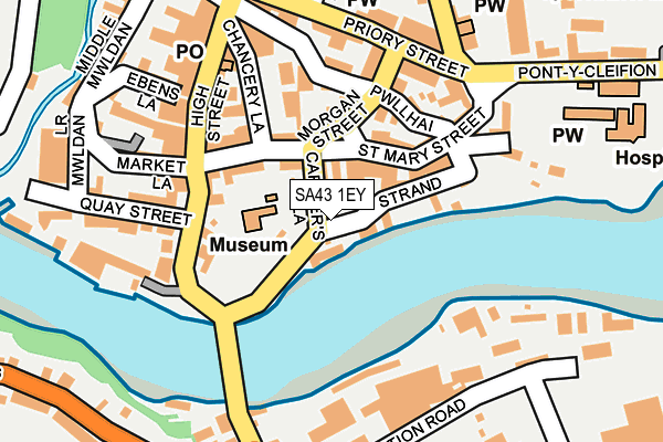 SA43 1EY map - OS OpenMap – Local (Ordnance Survey)
