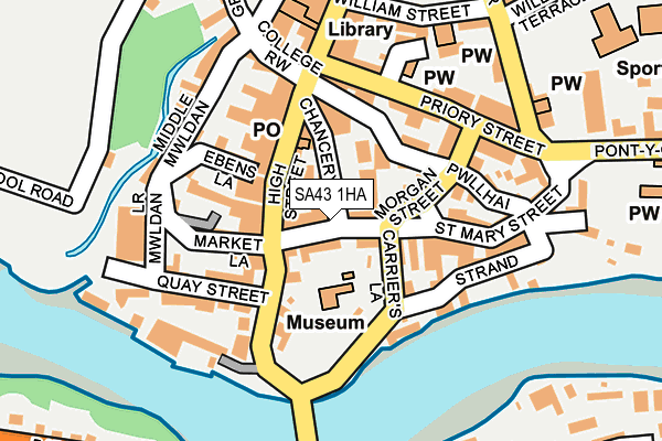 SA43 1HA map - OS OpenMap – Local (Ordnance Survey)