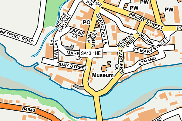 SA43 1HE map - OS OpenMap – Local (Ordnance Survey)