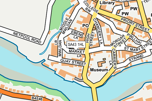 SA43 1HL map - OS OpenMap – Local (Ordnance Survey)