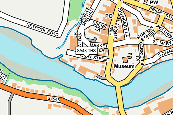 SA43 1HS map - OS OpenMap – Local (Ordnance Survey)