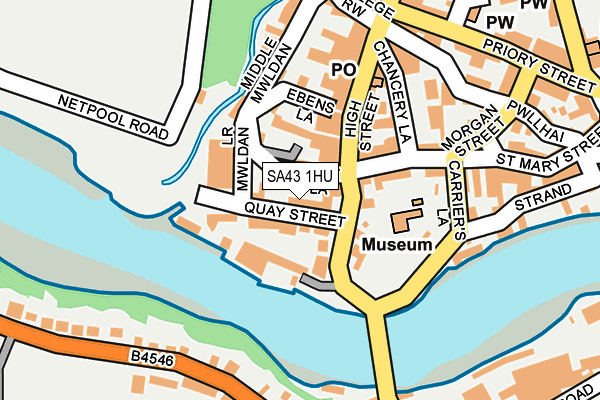 SA43 1HU map - OS OpenMap – Local (Ordnance Survey)