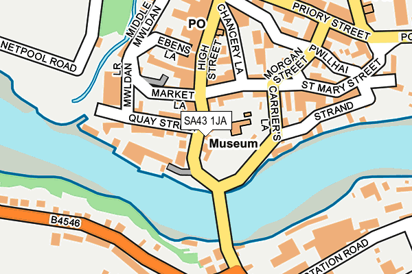 SA43 1JA map - OS OpenMap – Local (Ordnance Survey)