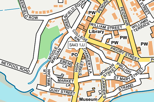 SA43 1JJ map - OS OpenMap – Local (Ordnance Survey)