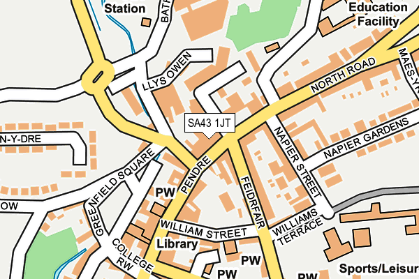 SA43 1JT map - OS OpenMap – Local (Ordnance Survey)