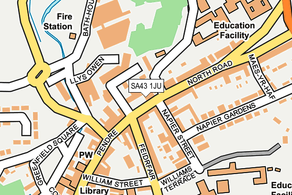 SA43 1JU map - OS OpenMap – Local (Ordnance Survey)