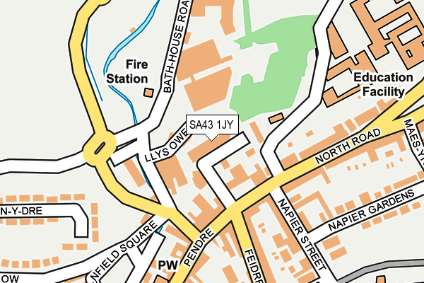 SA43 1JY map - OS OpenMap – Local (Ordnance Survey)