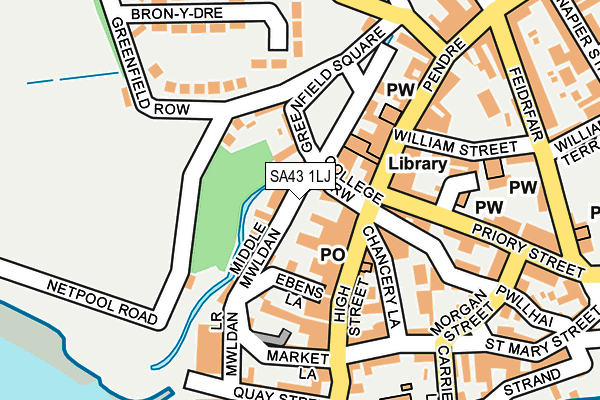 SA43 1LJ map - OS OpenMap – Local (Ordnance Survey)