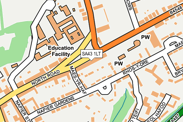 SA43 1LT map - OS OpenMap – Local (Ordnance Survey)