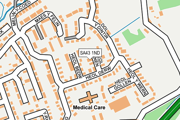 SA43 1ND map - OS OpenMap – Local (Ordnance Survey)
