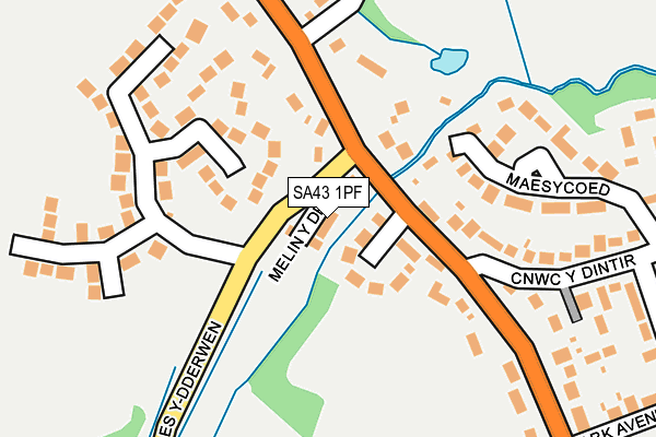 SA43 1PF map - OS OpenMap – Local (Ordnance Survey)