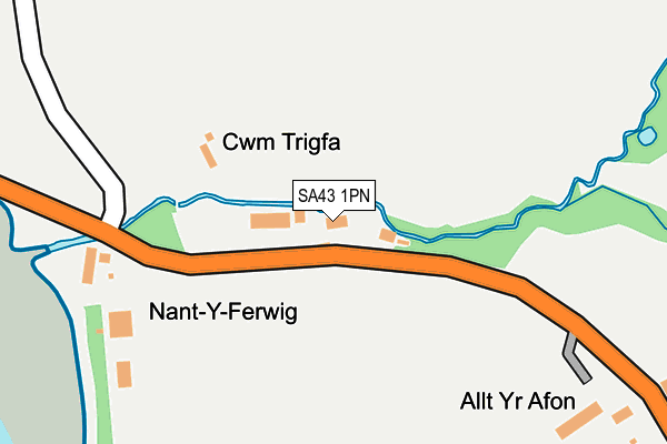 SA43 1PN map - OS OpenMap – Local (Ordnance Survey)