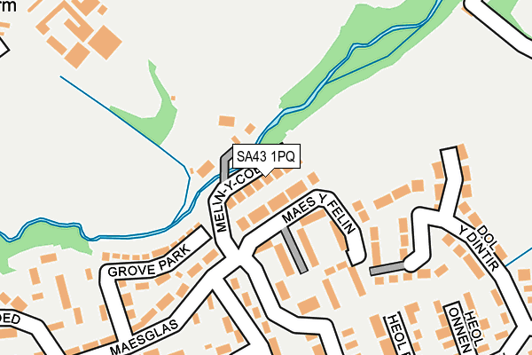 SA43 1PQ map - OS OpenMap – Local (Ordnance Survey)