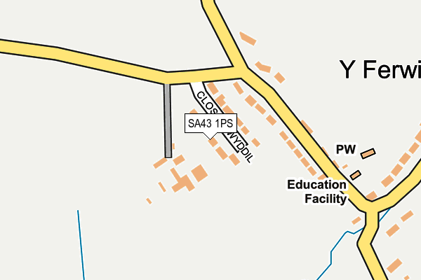 SA43 1PS map - OS OpenMap – Local (Ordnance Survey)