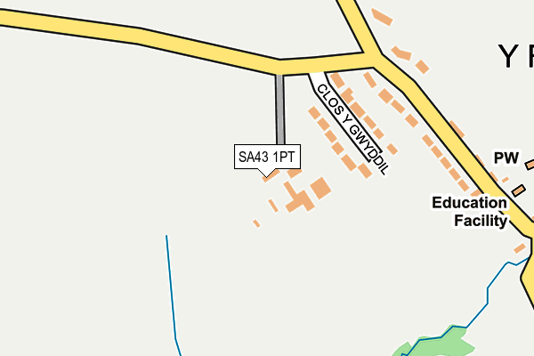 SA43 1PT map - OS OpenMap – Local (Ordnance Survey)