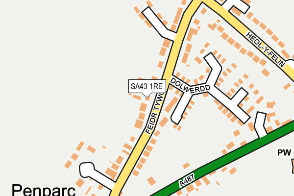 SA43 1RE map - OS OpenMap – Local (Ordnance Survey)
