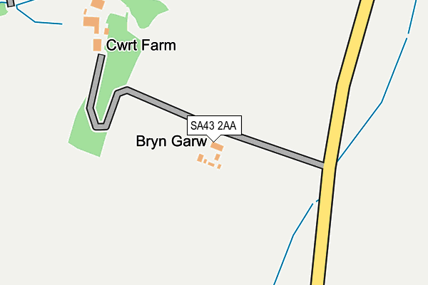 SA43 2AA map - OS OpenMap – Local (Ordnance Survey)