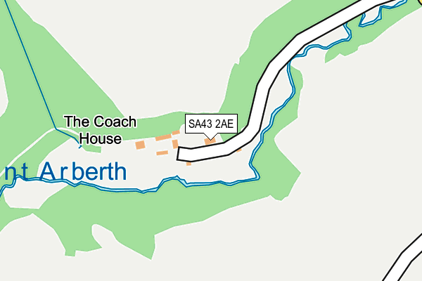 SA43 2AE map - OS OpenMap – Local (Ordnance Survey)