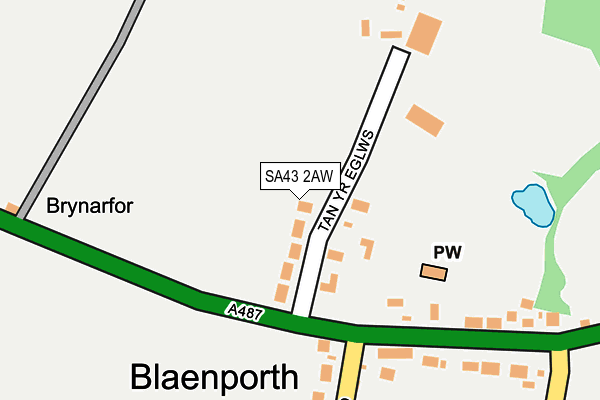 SA43 2AW map - OS OpenMap – Local (Ordnance Survey)