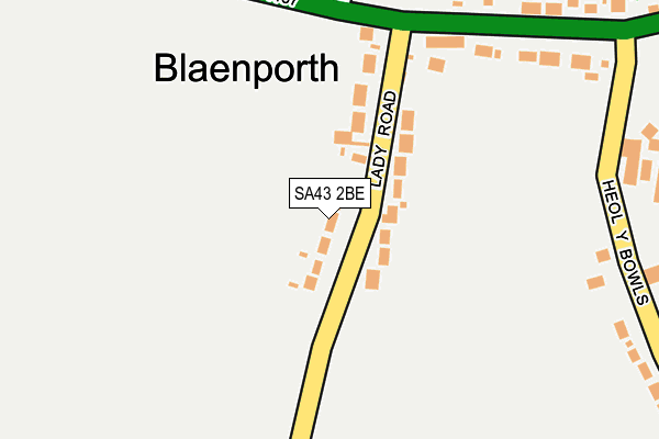 SA43 2BE map - OS OpenMap – Local (Ordnance Survey)