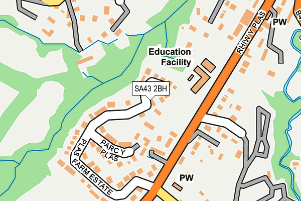 SA43 2BH map - OS OpenMap – Local (Ordnance Survey)