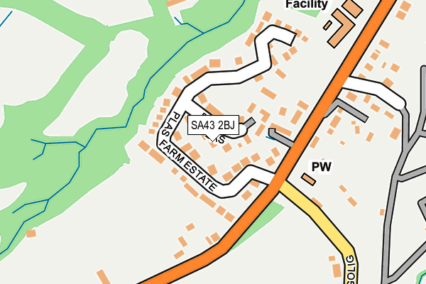 SA43 2BJ map - OS OpenMap – Local (Ordnance Survey)