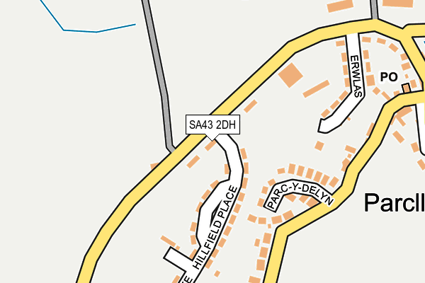 SA43 2DH map - OS OpenMap – Local (Ordnance Survey)