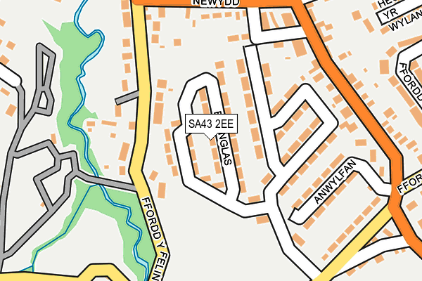 SA43 2EE map - OS OpenMap – Local (Ordnance Survey)