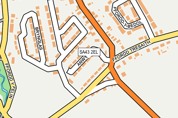 SA43 2EL map - OS OpenMap – Local (Ordnance Survey)