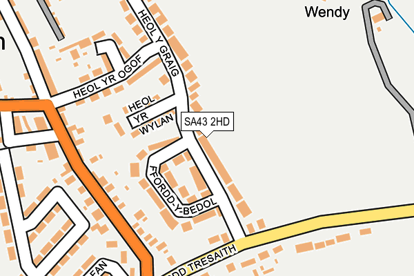 SA43 2HD map - OS OpenMap – Local (Ordnance Survey)