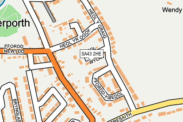 SA43 2HE map - OS OpenMap – Local (Ordnance Survey)