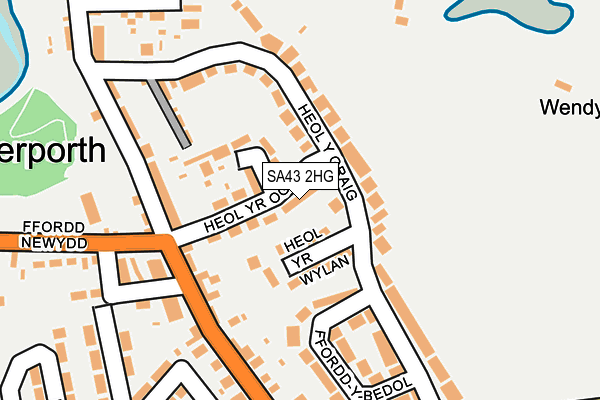 SA43 2HG map - OS OpenMap – Local (Ordnance Survey)