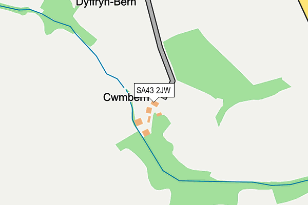 SA43 2JW map - OS OpenMap – Local (Ordnance Survey)