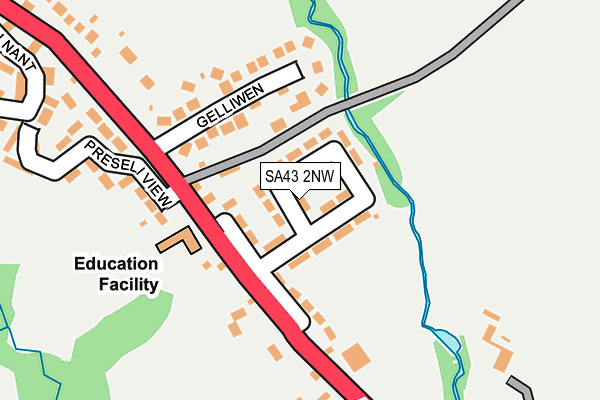 SA43 2NW map - OS OpenMap – Local (Ordnance Survey)