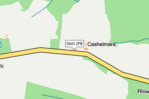 SA43 2PB map - OS OpenMap – Local (Ordnance Survey)