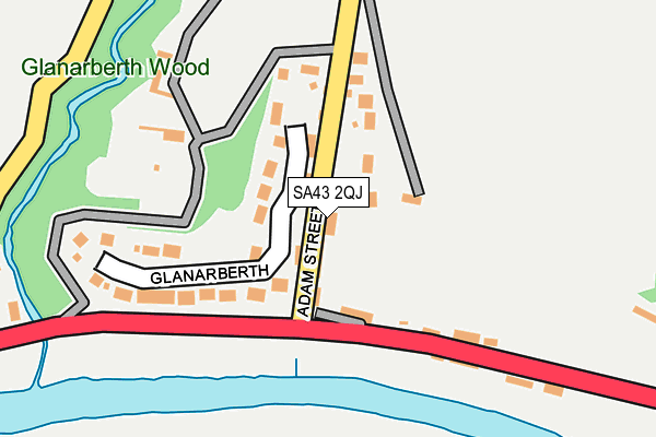SA43 2QJ map - OS OpenMap – Local (Ordnance Survey)
