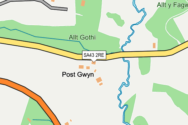 SA43 2RE map - OS OpenMap – Local (Ordnance Survey)