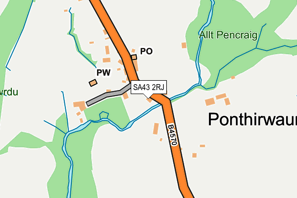 SA43 2RJ map - OS OpenMap – Local (Ordnance Survey)