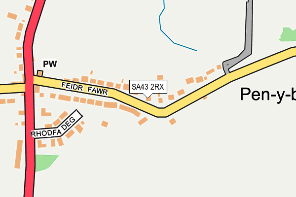 SA43 2RX map - OS OpenMap – Local (Ordnance Survey)