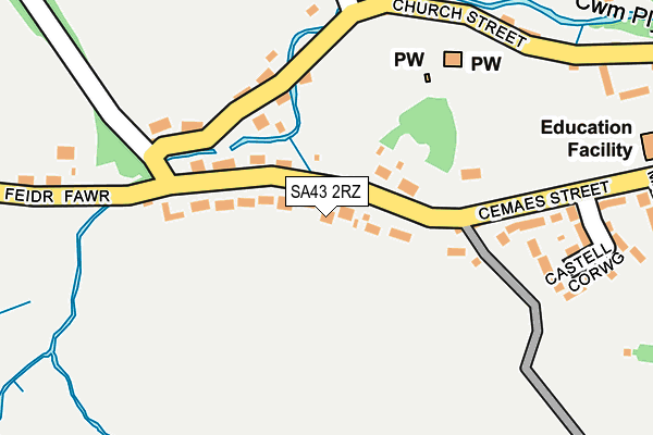 SA43 2RZ map - OS OpenMap – Local (Ordnance Survey)