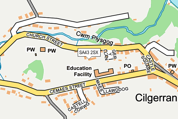 SA43 2SX map - OS OpenMap – Local (Ordnance Survey)